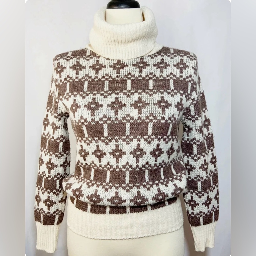 Sears JR Bazaar Vintage Wool Blend Sweater, High Turtleneck, Size L